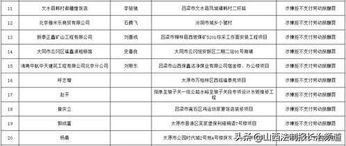 山西省公布100家欠薪企業黑名單 長治市11起不法行為引關注